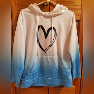 Blue and White Heart Hoodie